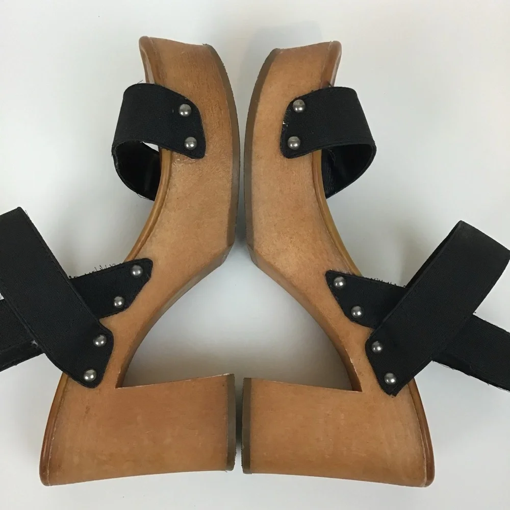 MIA 90’s Black Strap Platform Open Toe Retro Block Heel Heeled Sandal 8.5